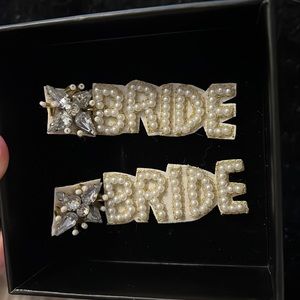 Bride Felt Back Pearl Rhinestone Message Dangle Earrings